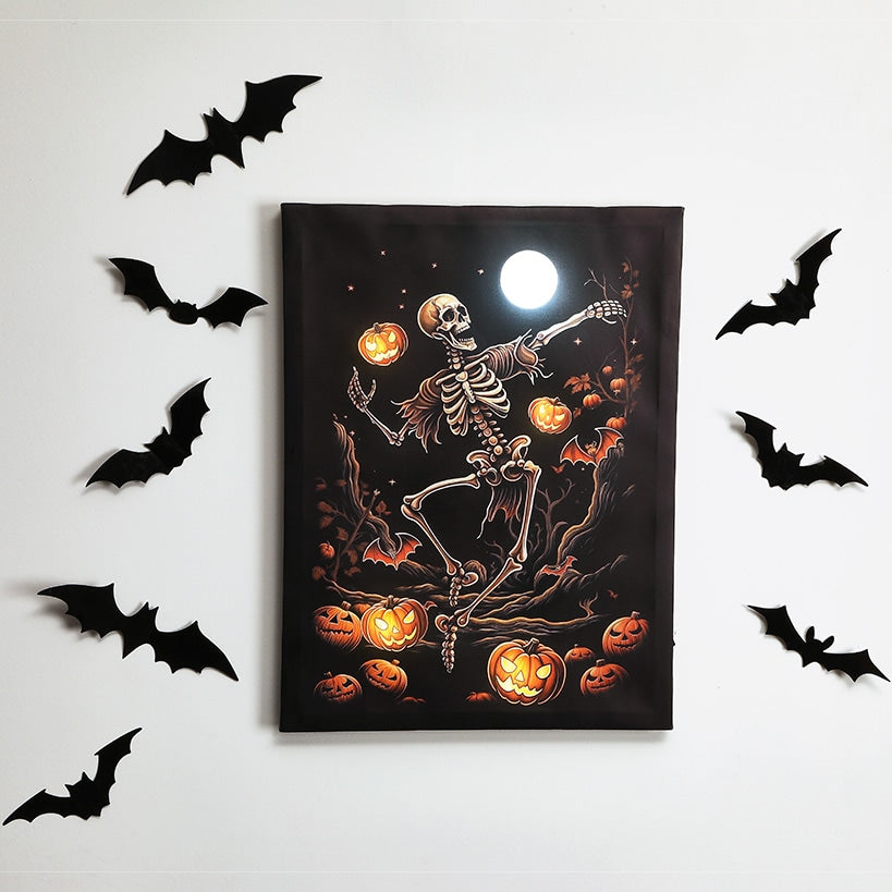 Halloween Canvas Wall Art Lighted Decor In Ghost Skeleton Or Reaper