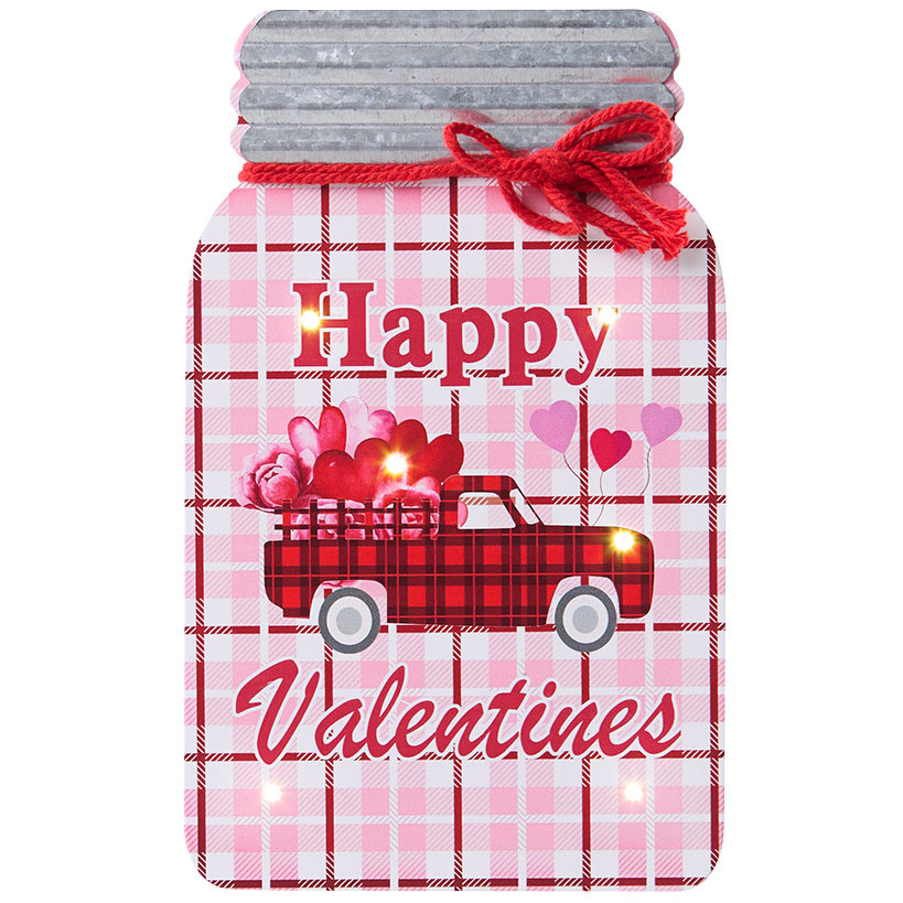 Valentine's and St Patrick's Lighted Mason Jar Wall Plaque With Saying