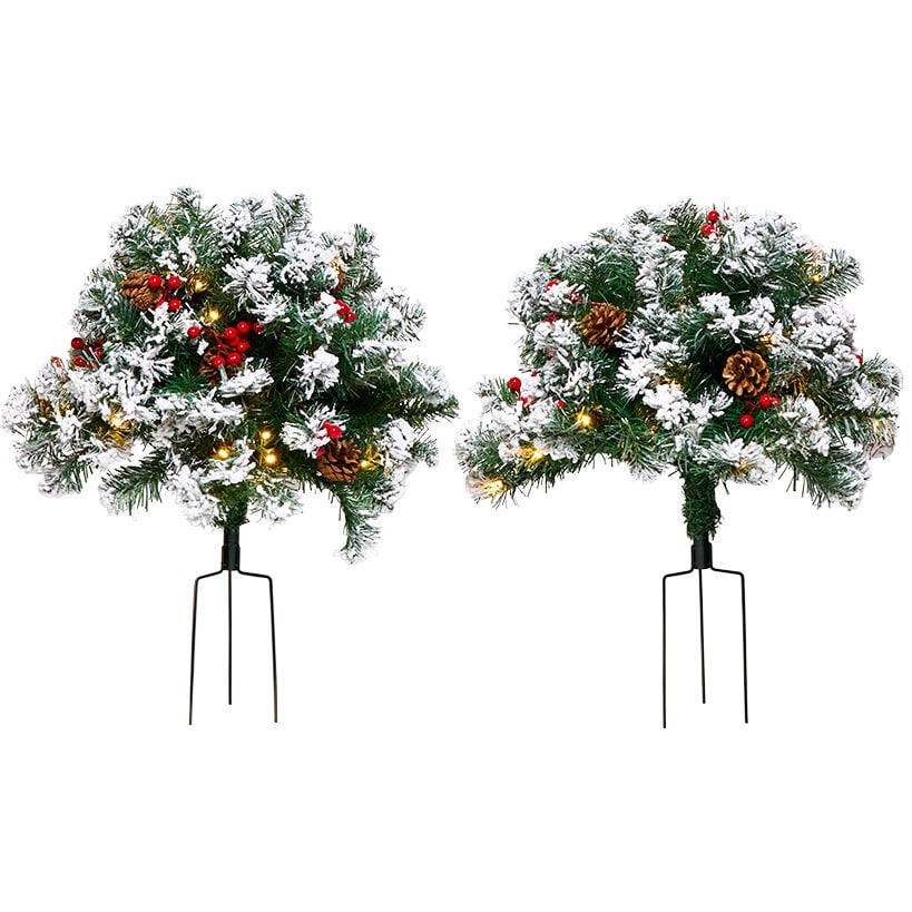 Snow-Tipped Pre-Lit Holiday Wreath or Vertical Swag