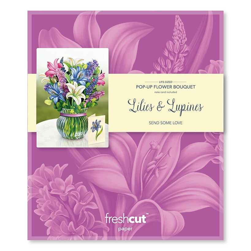 Lilies & Lupines Pop-Up Flower Bouquet Card