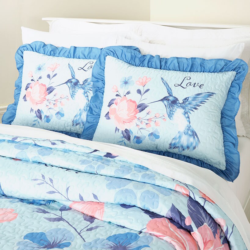 Floral and Hummingbird Sham