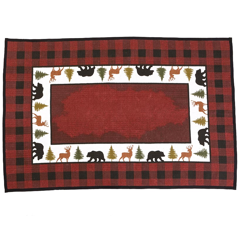 Lodge Check Nonslip Area Rug