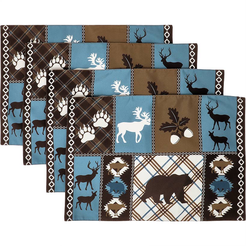 Table Runner and Set of 4 Placemats, Moose Lodge