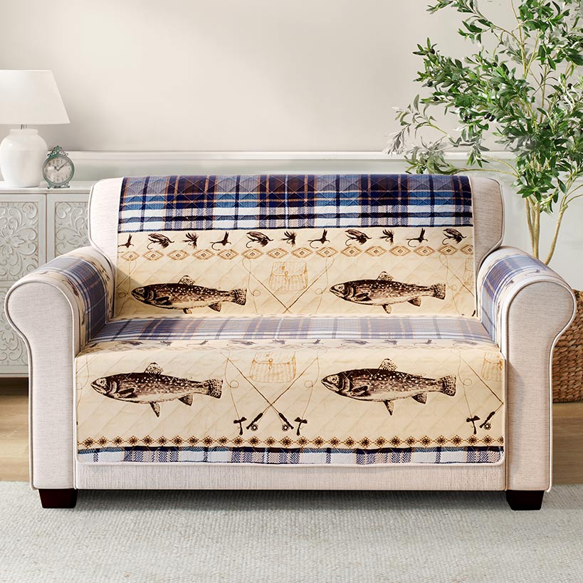 Fly Fishing Quilted Furniture Cover Chair, Loveseat, or Sofa