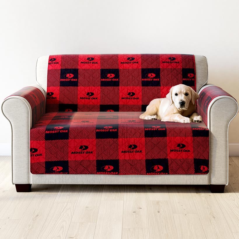 Mossy Oak Red Buffalo Logo Quilted Furniture Cover Chair, Loveseat, Sofa