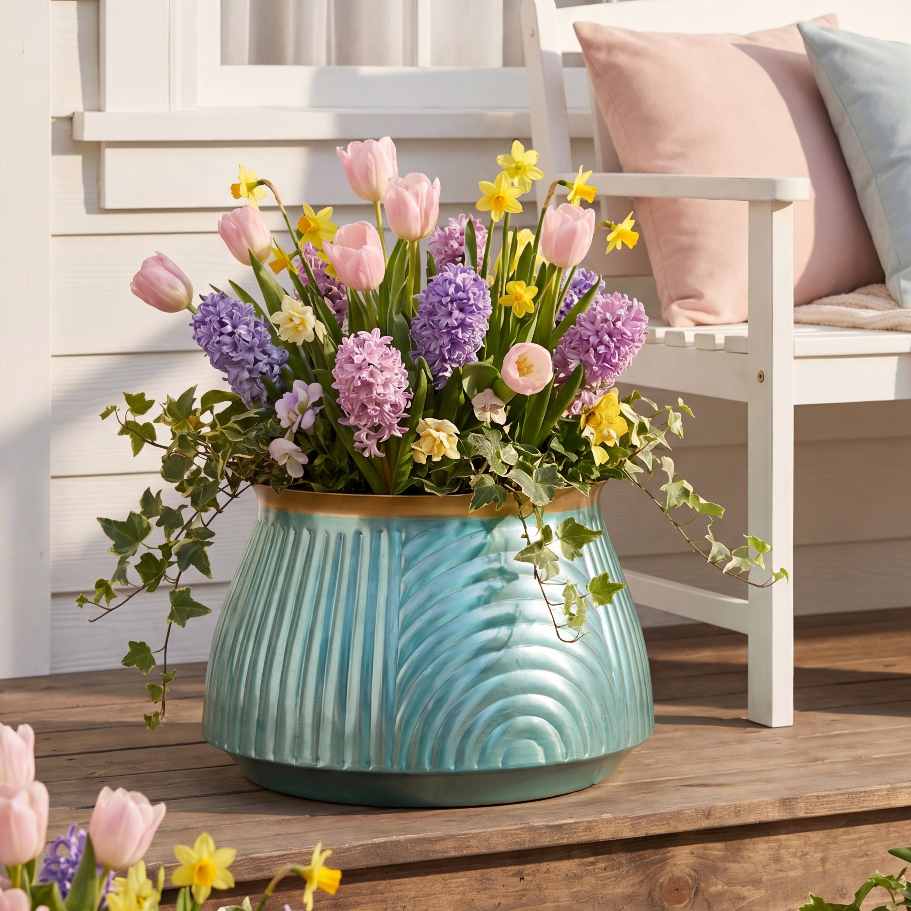 Ribbed Metal Planter