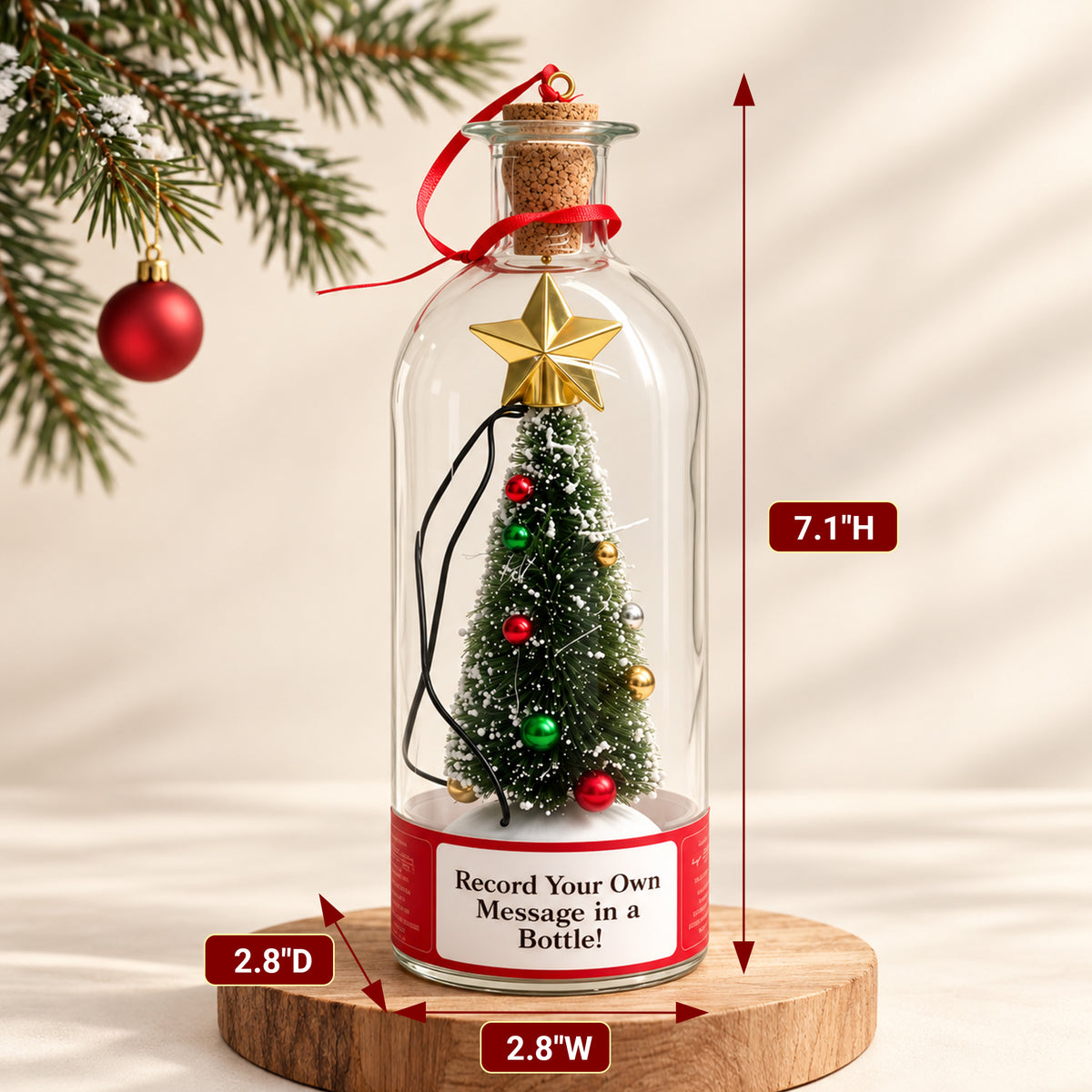 Recordable Christmas Tree in a Bottle, 30-Second Voice Message Keepsake