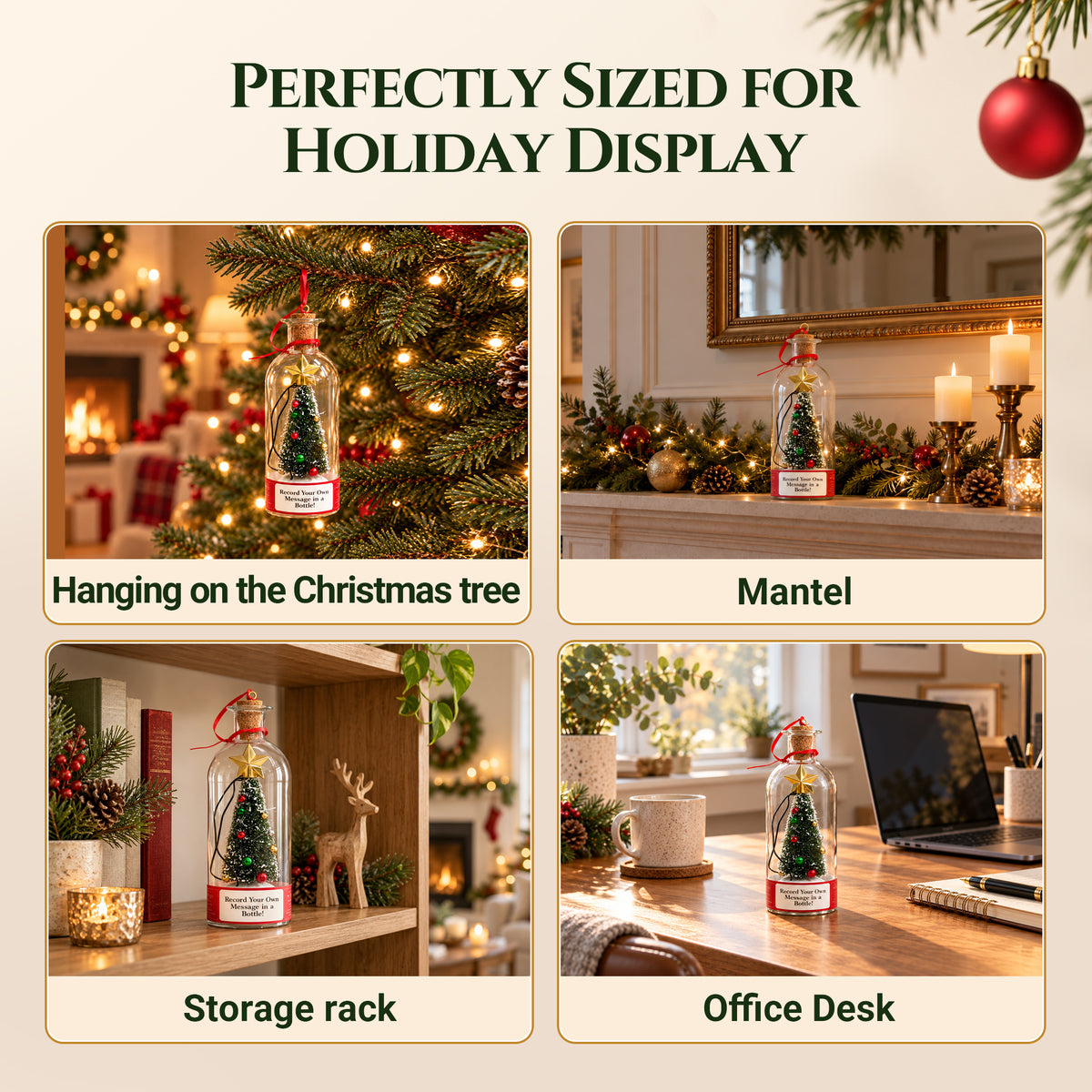 Recordable Christmas Tree in a Bottle, 30-Second Voice Message Keepsake