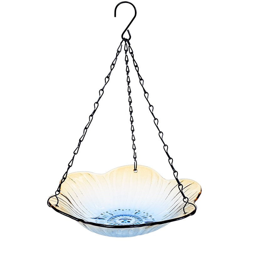 Hanging Glass Birdbath - Flower Shape