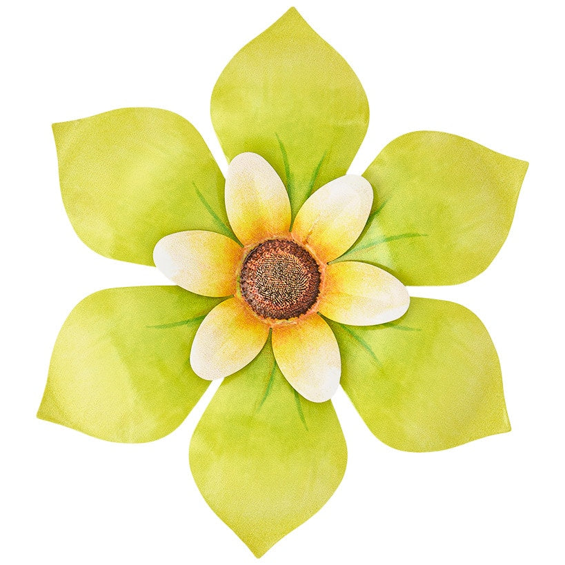 Wall Decor Flower Metal Art In Blue Orange Pink Yellow Or Purple