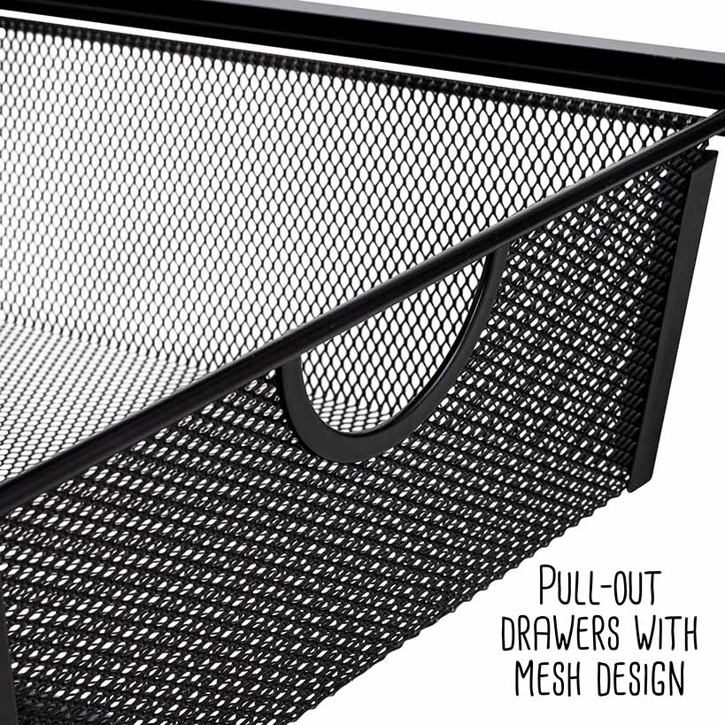 Metal Mesh 3-Drawer Storage Cart Black