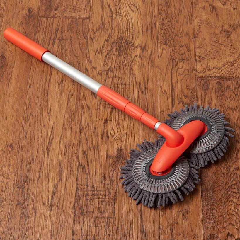 Microfiber Car Cleaning Brush with Double Mop, Extends 44" Long