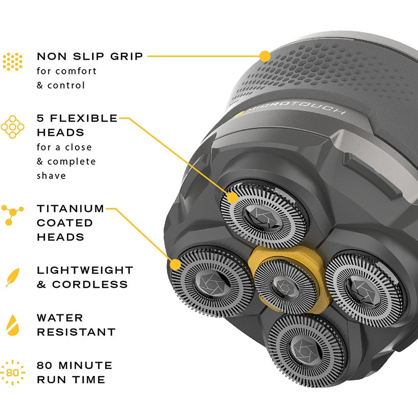 Microtouch Titanium Head Shaver With 5 Flexible Heads Cordless