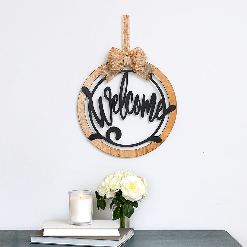 Country Monogram or Welcome Wall Hanging With Bow