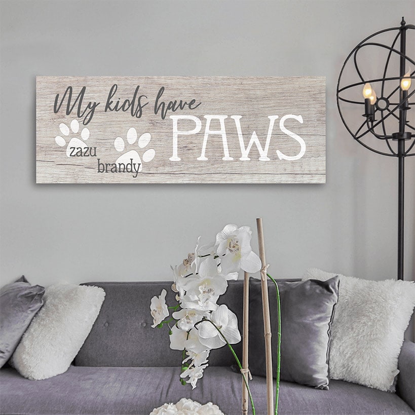 Personalized Pet My Kids Have Paws Wall Hanging