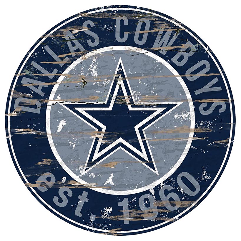 NFL Round Heritage Logo Sign 12"