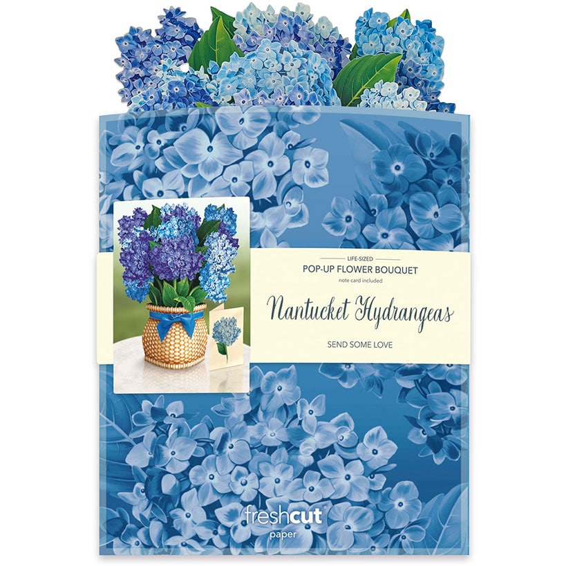 Nantucket Hydrangeas Pop-Up Flower Bouquet Card