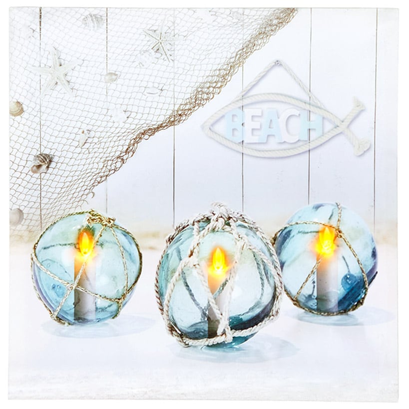 Coastal Lighted Canvas Wall Art - Buoys, Candle, or Coastal