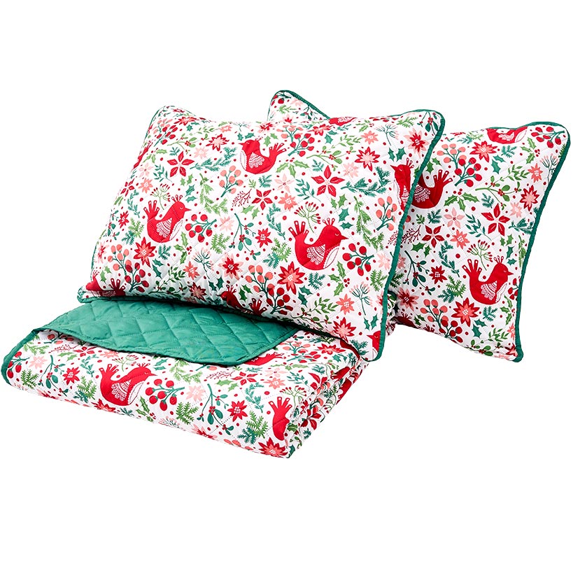 Nordic Cardinal Quilt Set Full/Queen or King with Shams