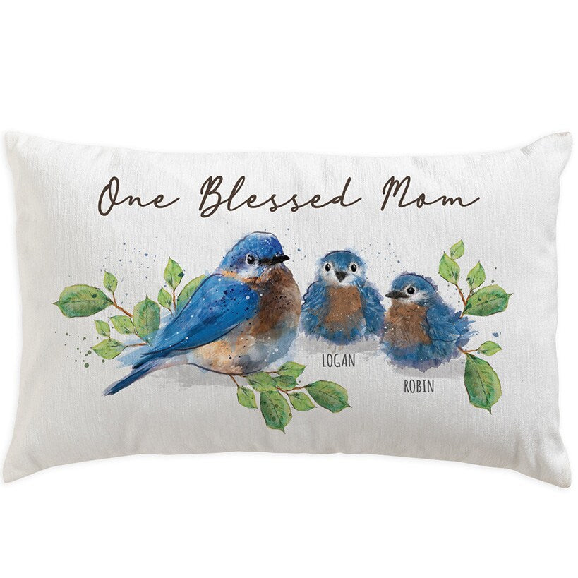 Personalized One Blessed Mom Lumbar Pillow