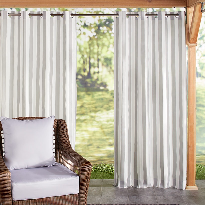 Outdoor Cabana Stripe or Solid Curtain