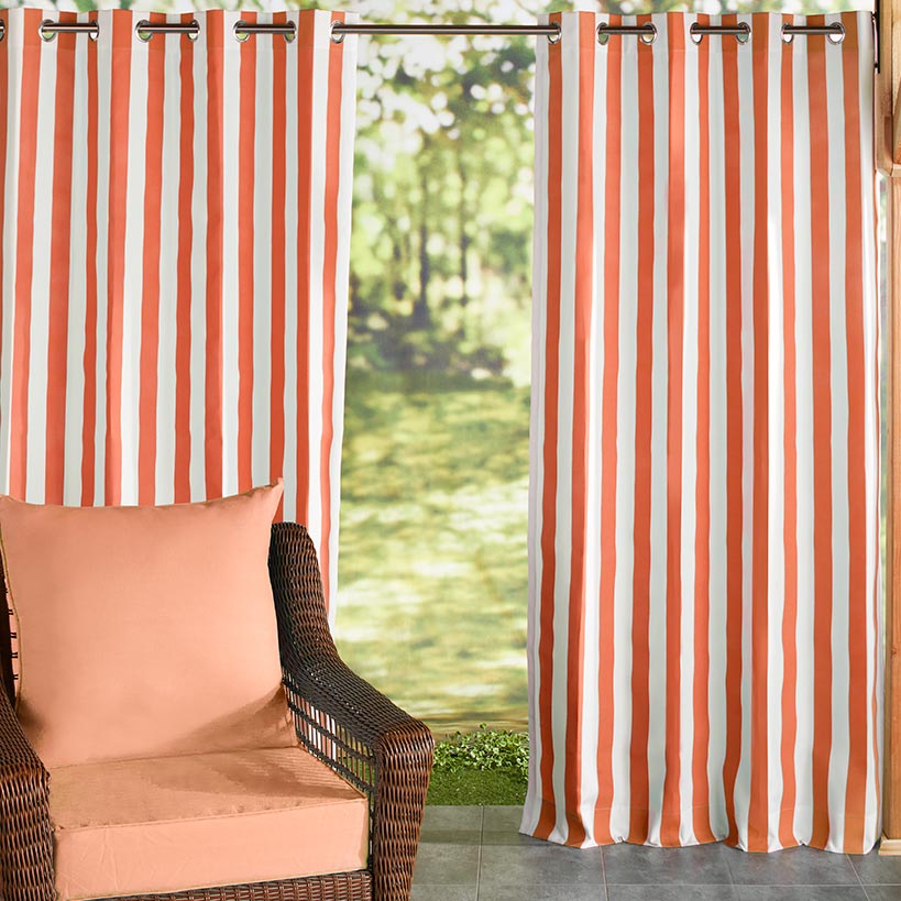 Outdoor Cabana Stripe or Solid Curtain