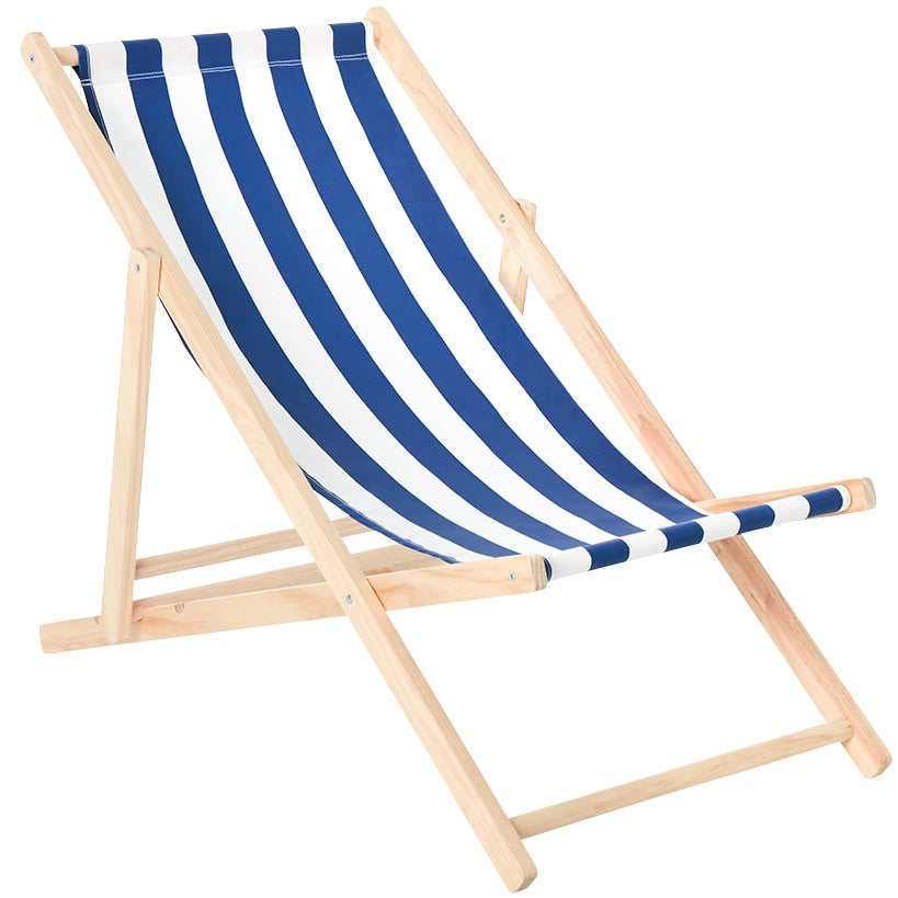 Foldable Patio Sling Lounge Chair with Stripes