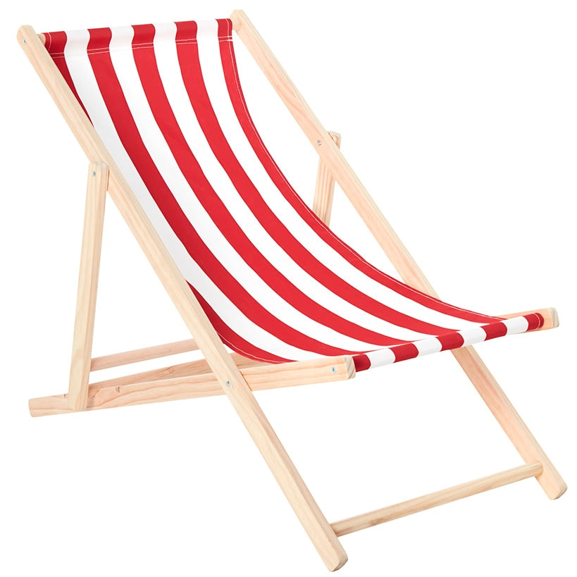 Foldable Patio Sling Lounge Chair with Stripes