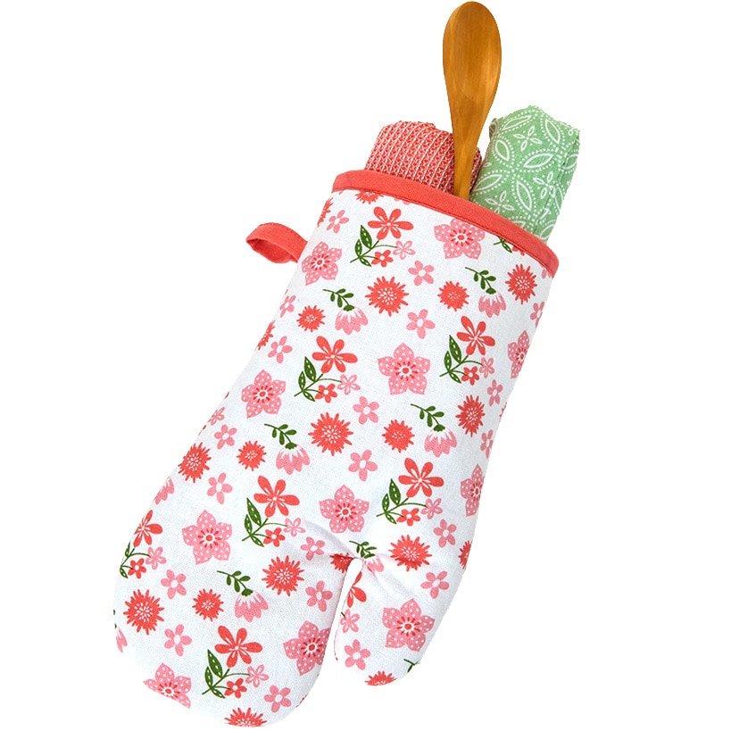 Spring Mother's Day Gift Set Oven Mitt, Pot Holder, and Kitchen Towel