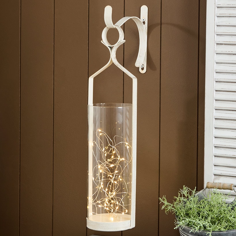 Decorative Wall Sconce With Fairy Lights - Black, Rustic Copper, or White