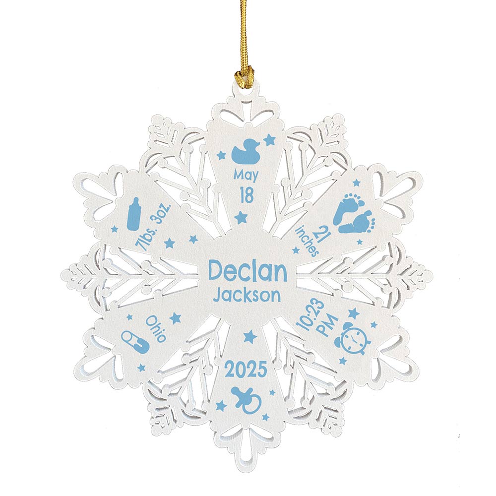 Personalized Snowflake Ornament White Wood