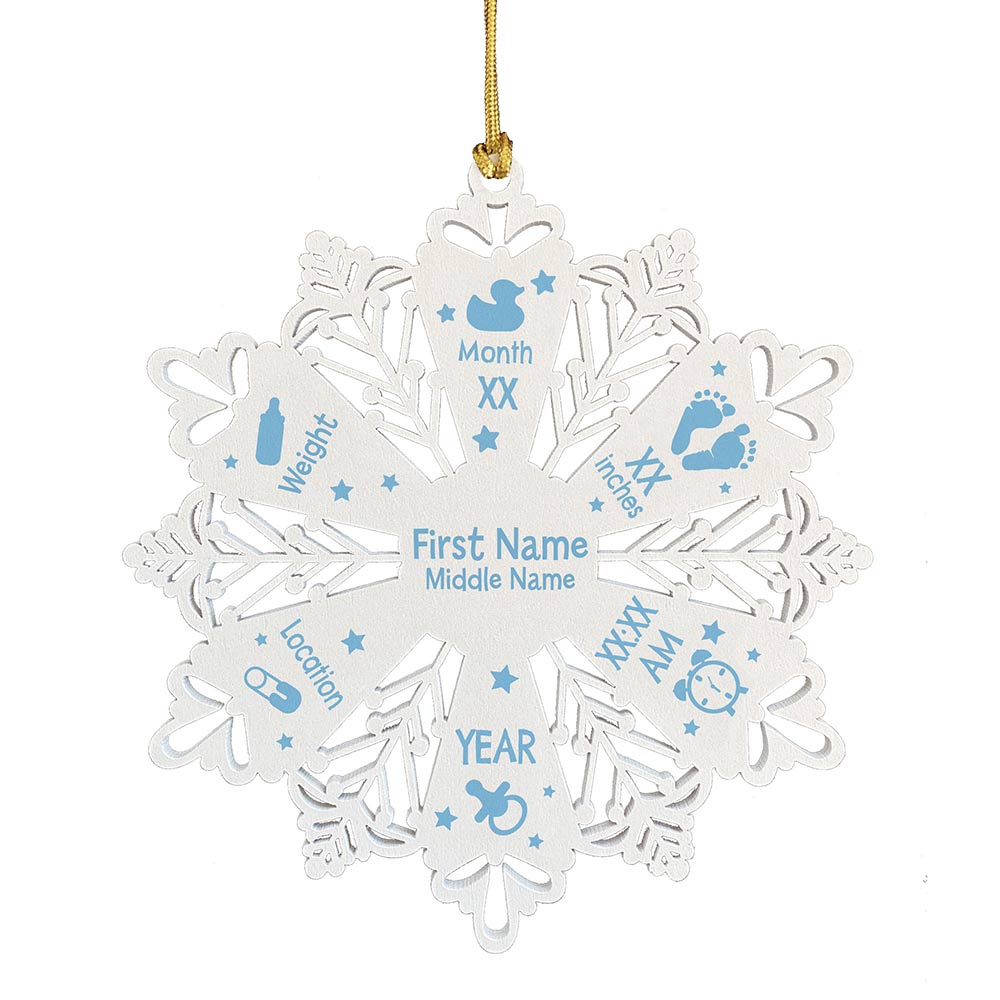 Personalized Snowflake Ornament White Wood