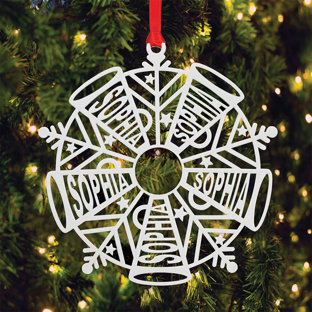 Personalized Snowflake Ornament White Wood
