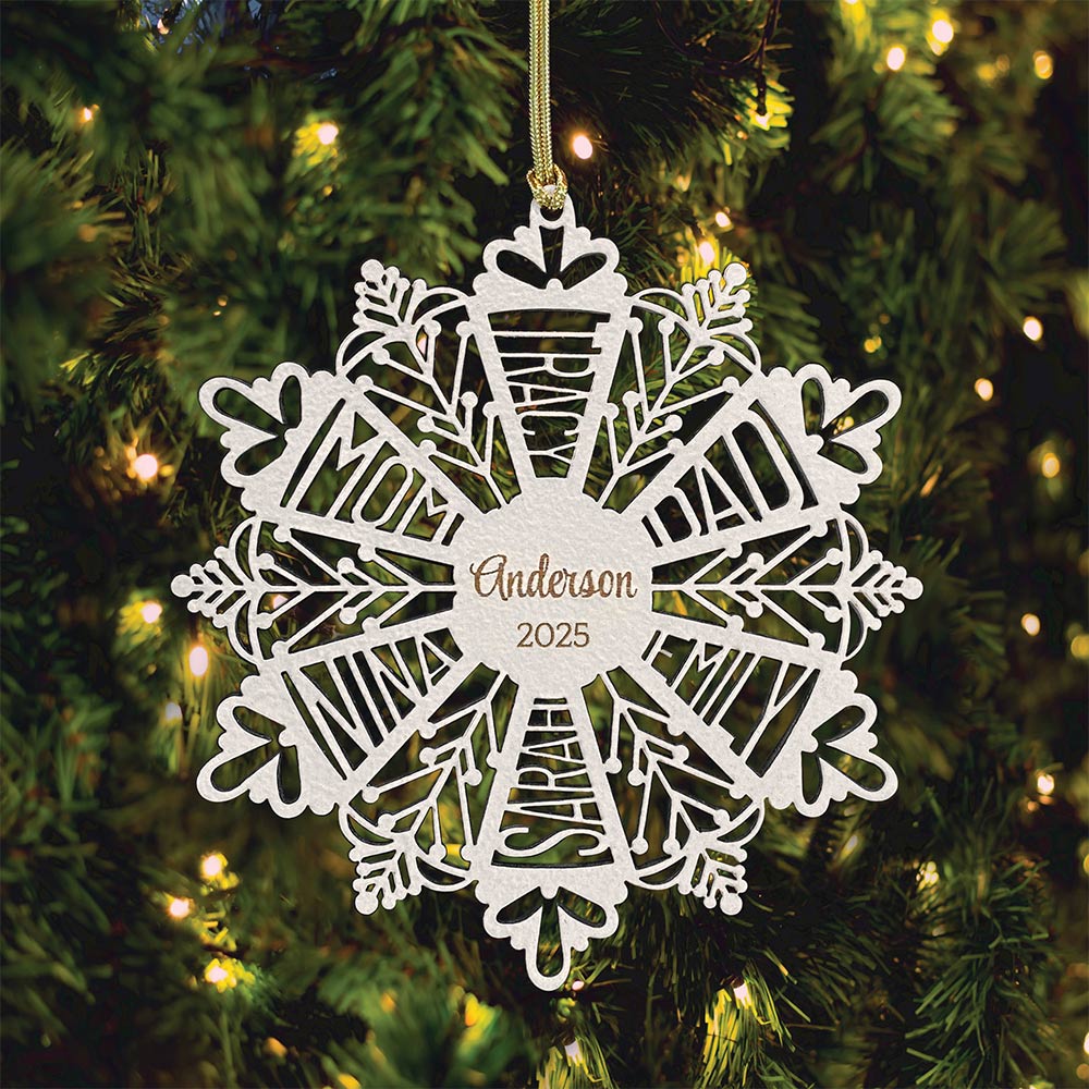 Personalized Snowflake Ornament White Wood