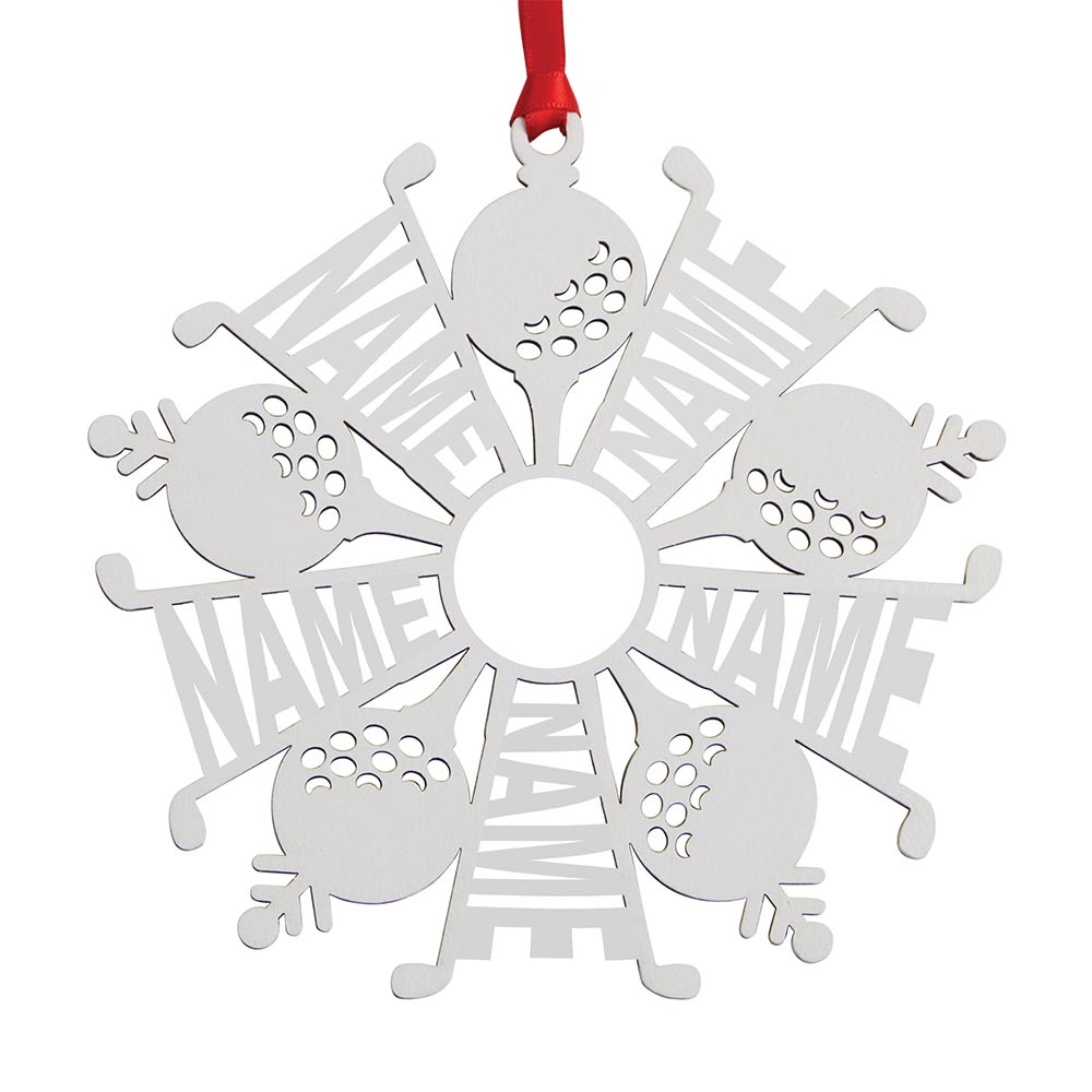 Personalized Snowflake Ornament White Wood