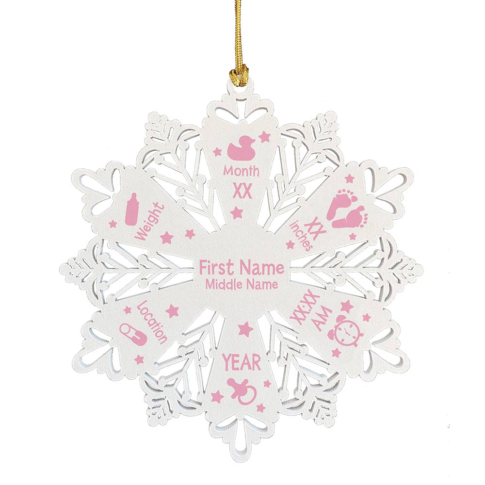 Personalized Snowflake Ornament White Wood