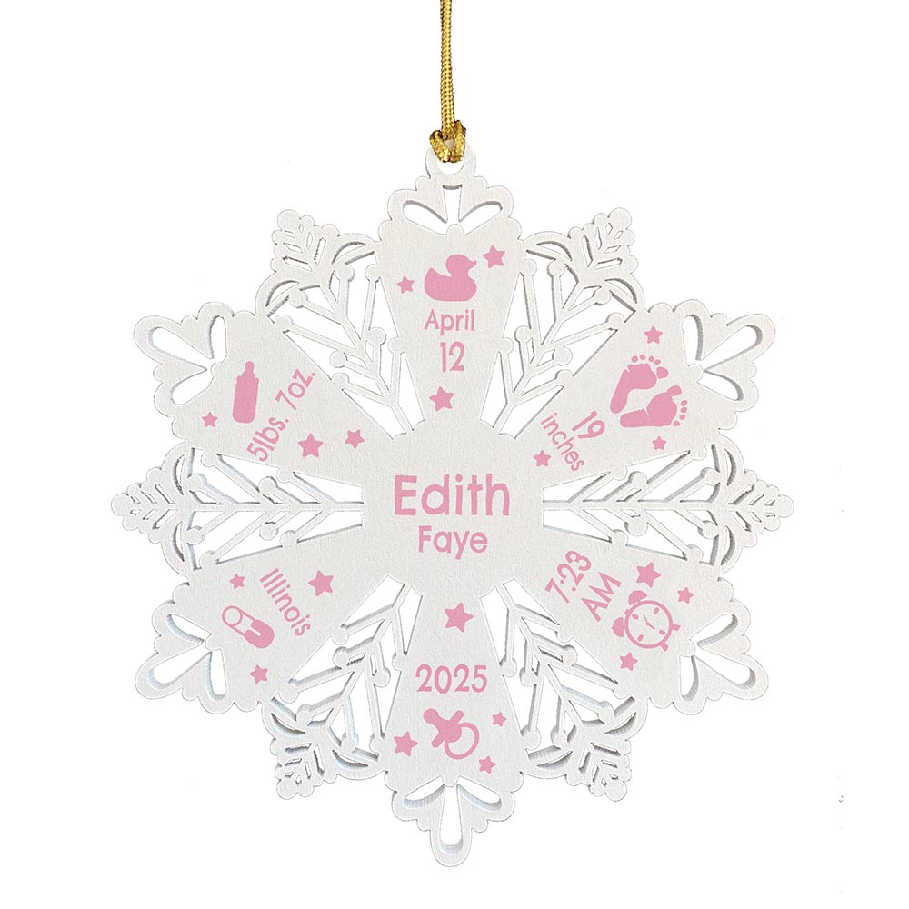 Personalized Snowflake Ornament White Wood