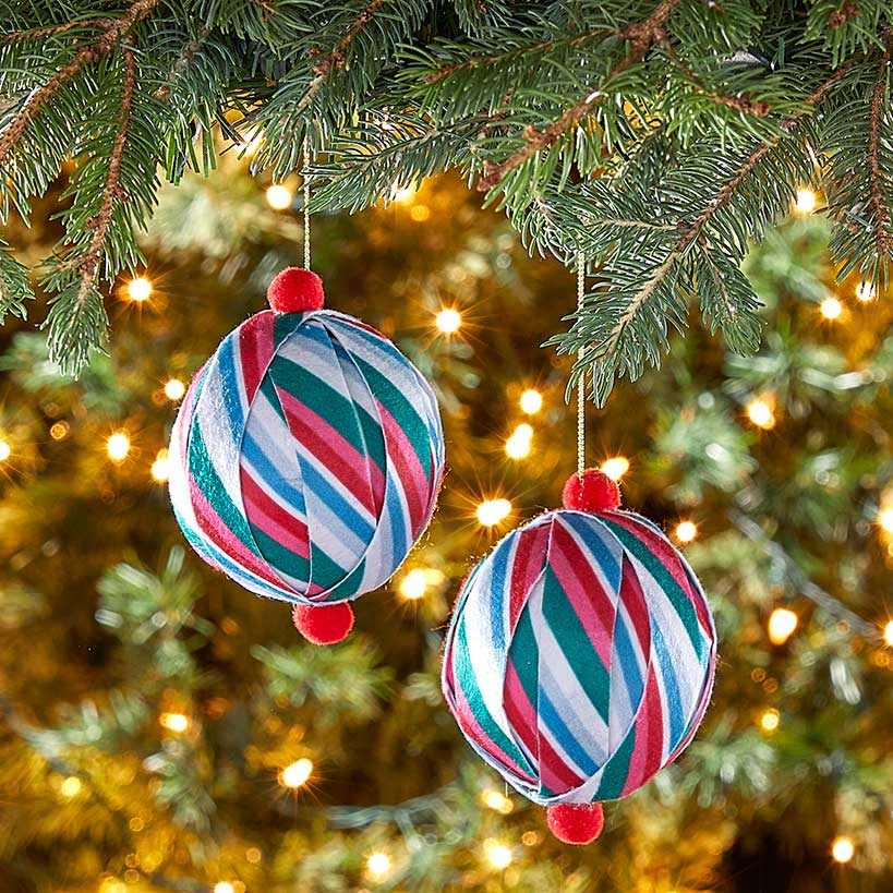 Sets of 2 Patterned Paper Ball Ornaments