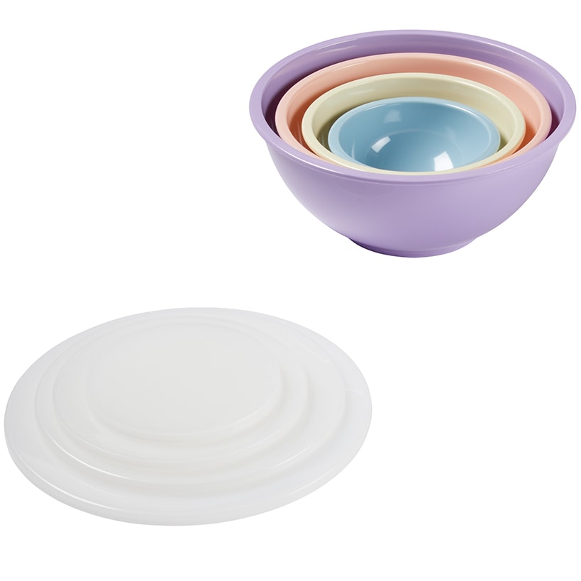 Set of 4 Pastel Mixing Bowls with Lids