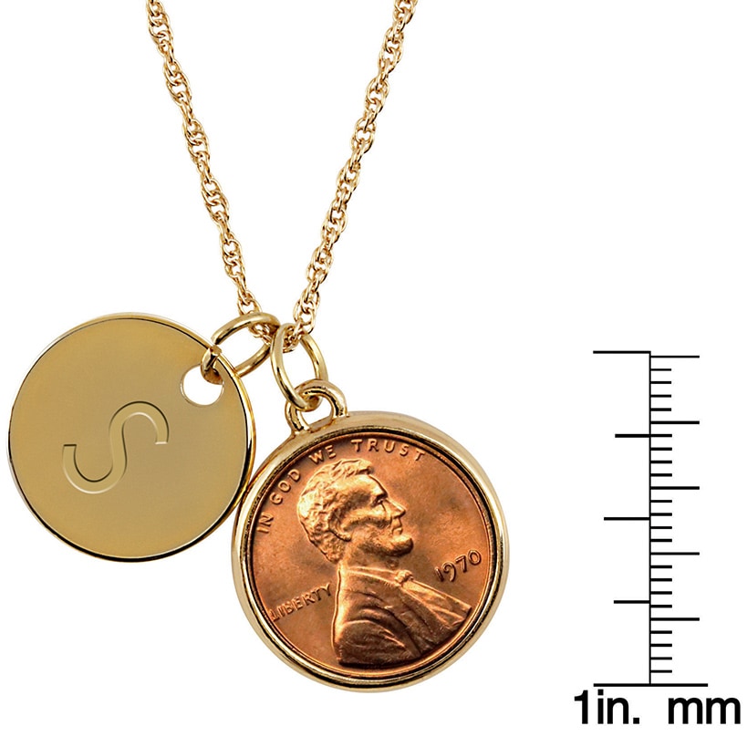 Personalized Lincoln Penny with Gold Pendant Necklace