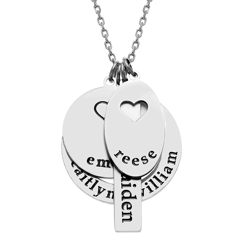 Personalized Family Name Cluster Necklace Stainless Steel