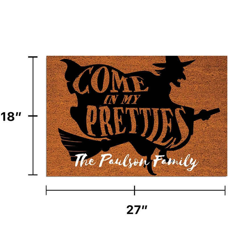 Personalized Halloween Flying Witch Doormat
