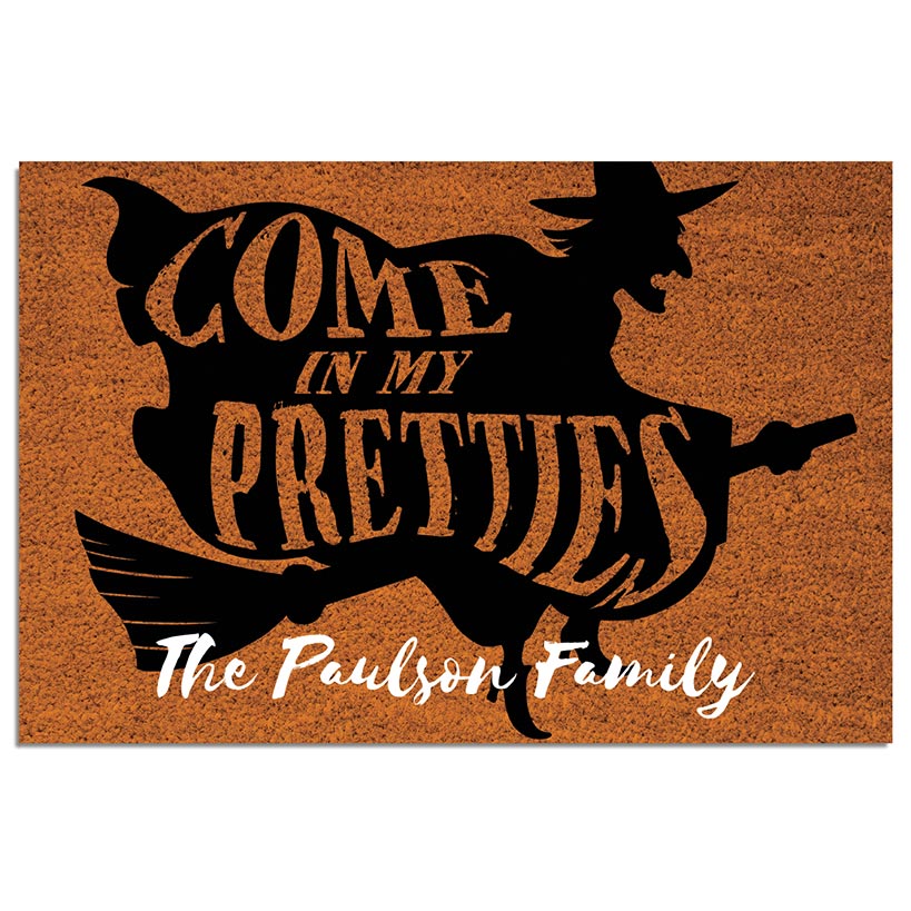 Personalized Halloween Flying Witch Doormat