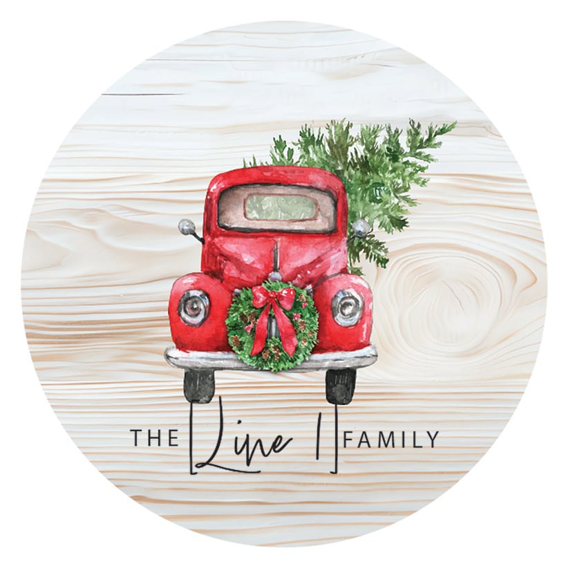 Personalized Red Truck Glass Ornament