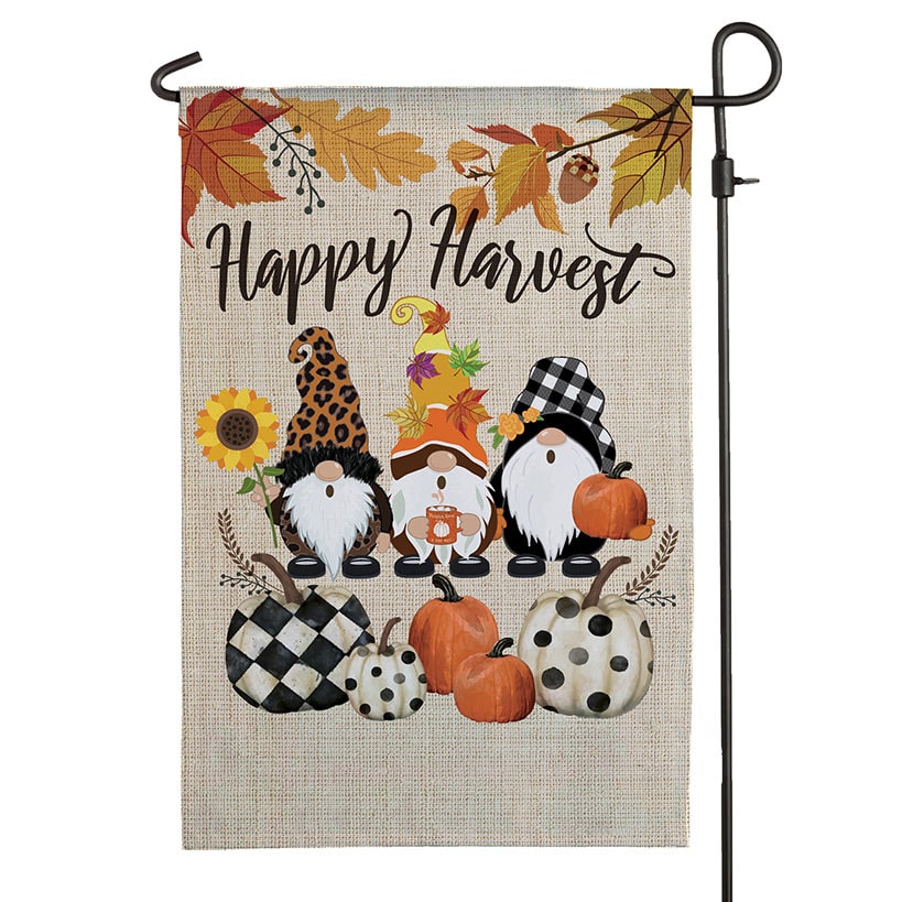Personalized Harvest Gnome Garden Flag