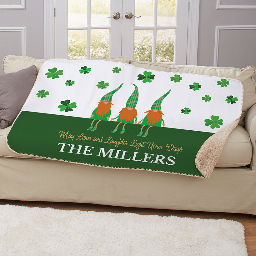 Personalized St. Patrick's Irish Gnomes Sherpa Throw