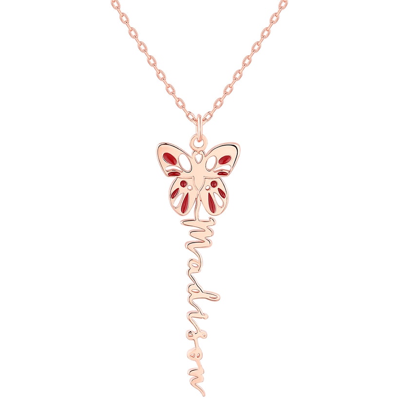 Personalized Birth Month Butterfly Name Necklace
