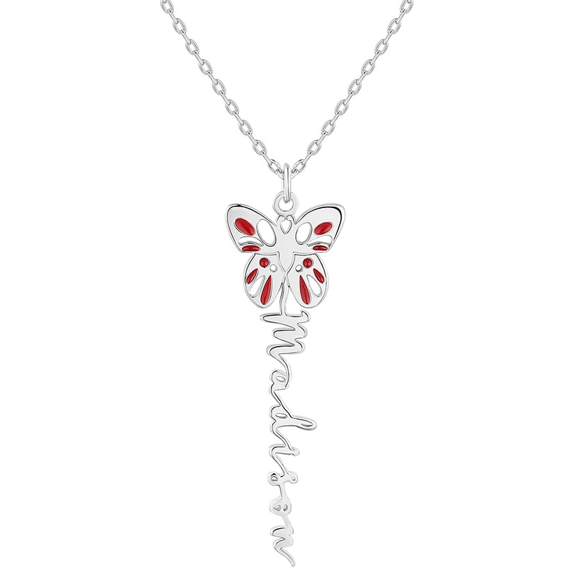 Personalized Birth Month Butterfly Name Necklace