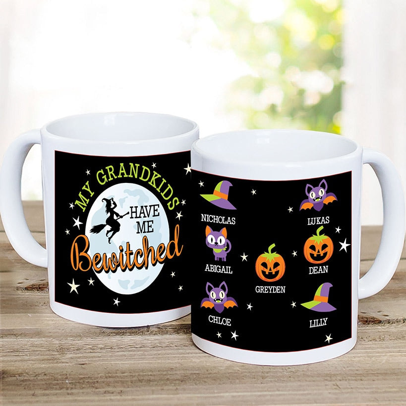 Personalized Halloween Bewitched Grandkids Coffee Mug