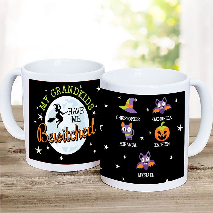 Personalized Halloween Bewitched Grandkids Coffee Mug